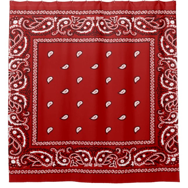 Cortina de ducha roja de Bandana (Anverso)