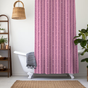 Cortina De Ducha Rojizo Elegante Brillo Rosa Rayas Verticales Estil