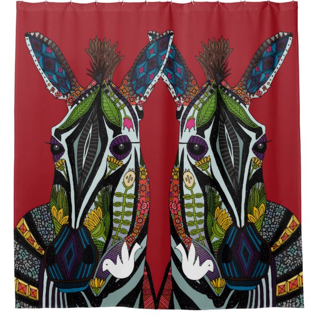Cortina De Ducha rojo amor de cebra (Anverso)