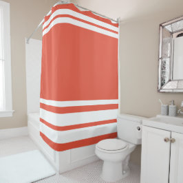 Cortina De Ducha Rojo naranja : Líneas modernas en blanco