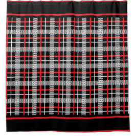 Cortina De Ducha Rojo, negro y blanco