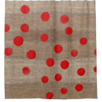 CORTINA DE DUCHA ROJO POLKA PUNTOS ARTE DE COLOR DE AGUA