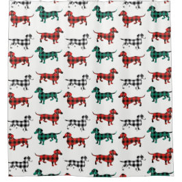 Cortina De Ducha Rojo y verde hinojo Dachshund