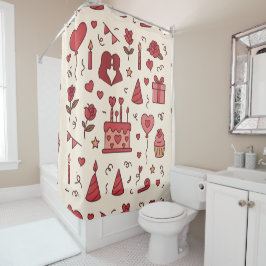 Cortina De Ducha Romantic Celebration Doodle Pattern
