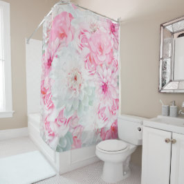 Cortina De Ducha Romántico Elegante Floral Rosa Pintada