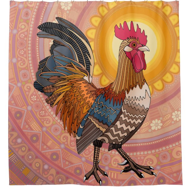 Cortina De Ducha rooster sunrise pastel (Anverso)