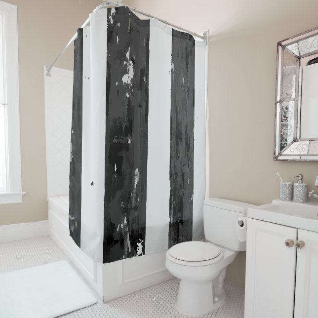 Cortina De Ducha Ropa de blanco y negro angustiada (In situ)