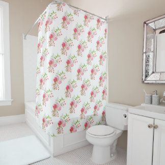 Cortina De Ducha Ropa floral de rosa de época