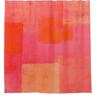 Cortina De Ducha Rosa de "Marte" y arte abstracto anaranjado