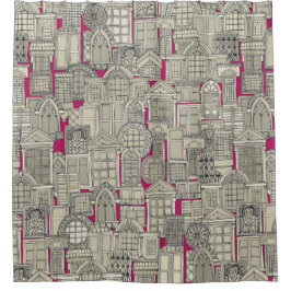 Cortina De Ducha rosa de ventanas