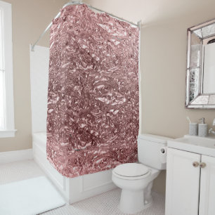 Cortina De Ducha Rosa Dorado Cromo Metálico Glam Chic