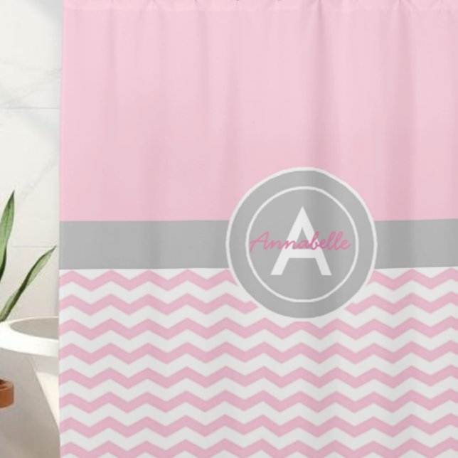 Cortina De Ducha Rosa Gris Chevron (Subido por el creador)
