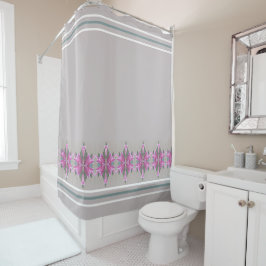 Cortina De Ducha Rosa gris y elegancia Verde azulada