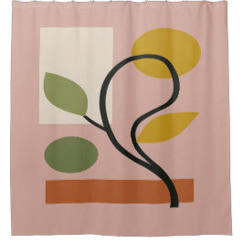 Cortina De Ducha Rosa Polvoriento Geométrico Contemporáneo
