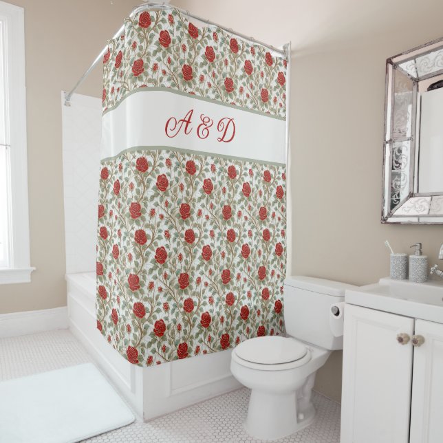 Cortina De Ducha Rosa roja personalizada (In situ)