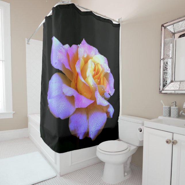 Cortina de ducha Rosa rosa y dorada (In situ)