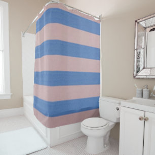 Cortina De Ducha Rosa Rosa y Serenity Baby Blue Stripes