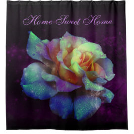 Cortina de ducha Rosa turquesa morada besada