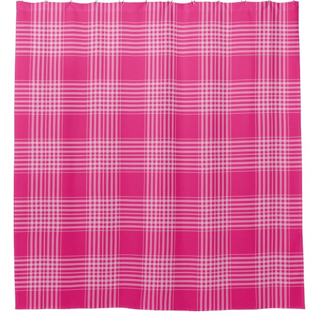 Cortina de ducha rosa y blanca de Gingham Checkere (Anverso)
