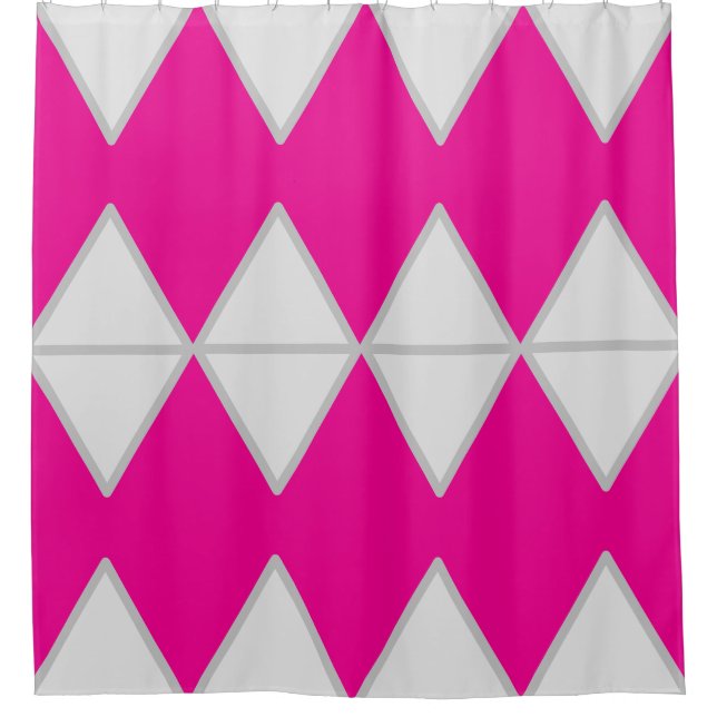 Cortina de ducha rosa y blanco (Anverso)