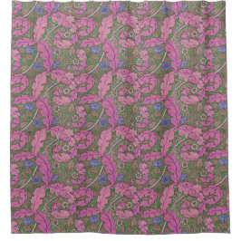Cortina De Ducha Rosa y verde floral William Morris Acanthus y Rosa