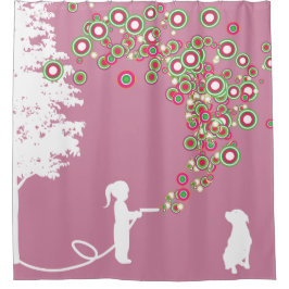 cortina de ducha rosada banksy del estilo de la