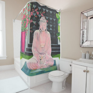 Cortina de ducha rosada Buddha