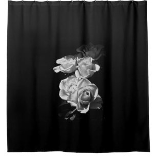 Cortina De Ducha Rosas blancos y negros