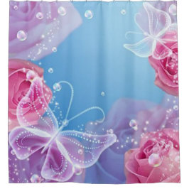 Cortina De Ducha Rosas de mariposa