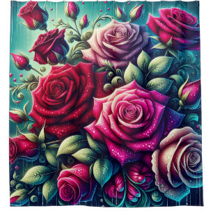 Cortina De Ducha "Rosas Lluviosos: gotas de elegancia"