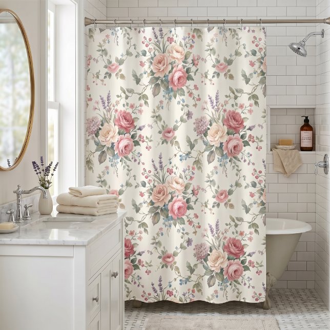 Cortina De Ducha Rosas Pastel Elegantes Shabby Chic (Subido por el creador)