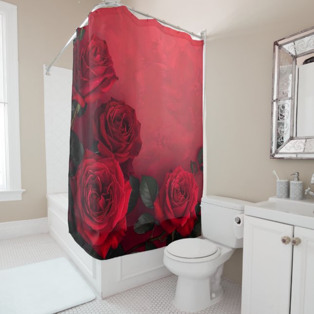 Cortina De Ducha Rosas Rojas Góticas Elegantes (In situ)