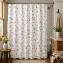 Cortina De Ducha Rosas rosadas románticas vintage, floral suave de 