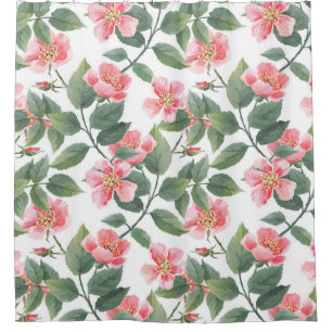 Cortina De Ducha Rosas silvestres acuarela Floral Seamless