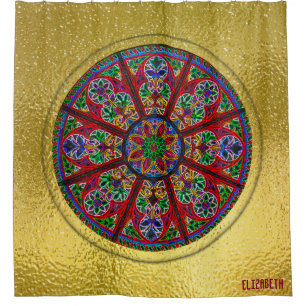Cortina De Ducha Rosetón colorido del vitral de la iglesia de la