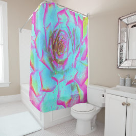 Cortina De Ducha Rosette de sedición azul y rosa caliente