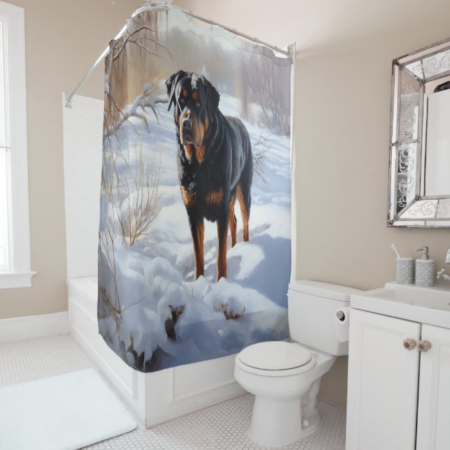 Cortina De Ducha Rottweiler Deja que nieve Navidad (In situ)