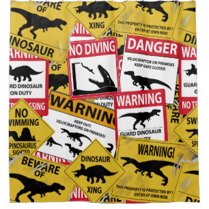 Cortina De Ducha Rótulos de precaución de dinosaurios