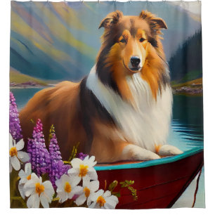Cortina De Ducha Rough Collie en una Paleta: Una Aventura Escénica
