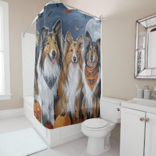 Cortina De Ducha Rough Collie Halloween Espeluznante