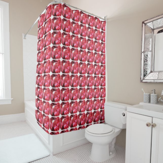 Cortina De Ducha Ruby Gemstone Pink (In situ)
