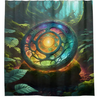 Cortina De Ducha Rueda de la Maravilla – Ducha de Arte de Espiral d
