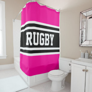 Cortina De Ducha Rugby Negrita Brillante Rosa Negro Rayas de Carrer