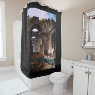 Cortina De Ducha Ruinas De Un Baño Romano Con Mujeres De Guerra