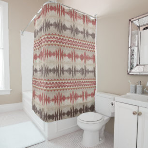 Cortina De Ducha Rust Red Taupe Beige Oscuro Arte Tribal Brown