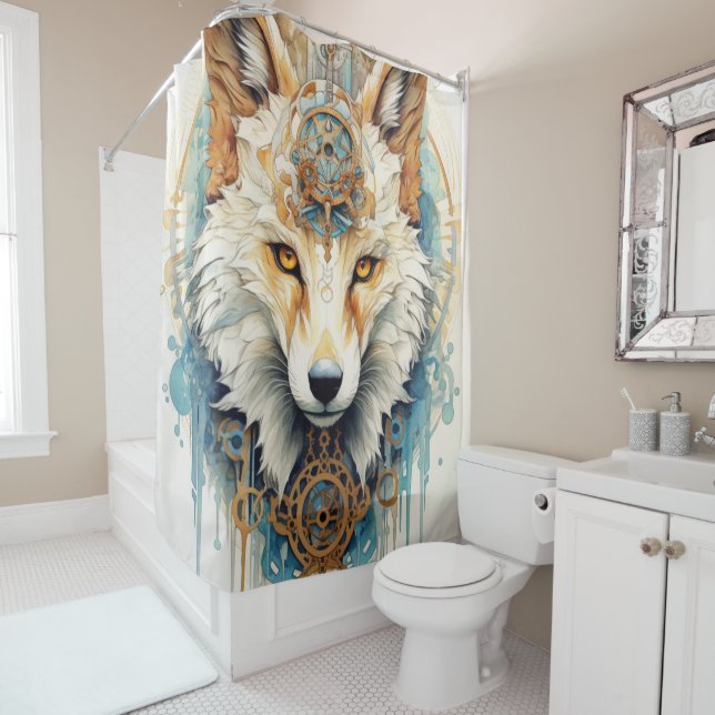 Cortina De Ducha Rustclaw Steampunk Wolf (In situ)