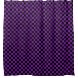 Cortina De Ducha Rustic Checks, Purple and Black