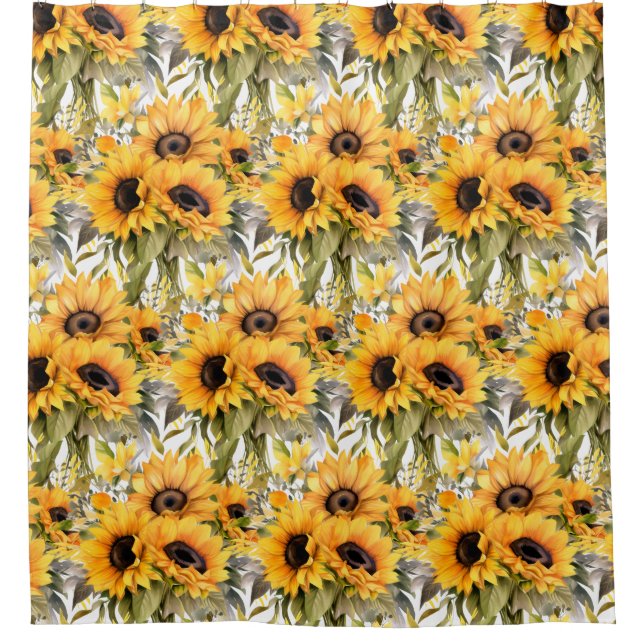 Cortina De Ducha Rustic Country Americana Sunflower Shower Curtains (Anverso)