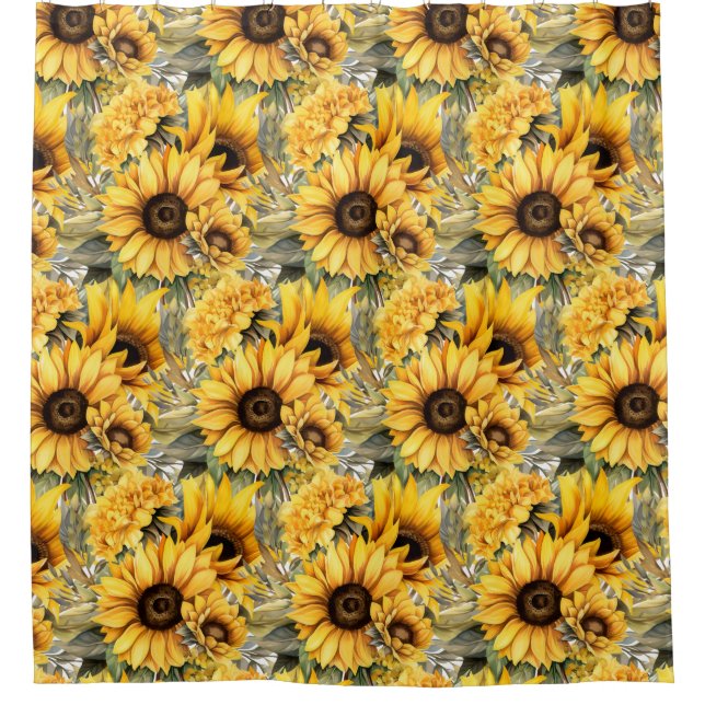 Cortina De Ducha Rustic Country Americana Sunflower Shower Curtains (Anverso)