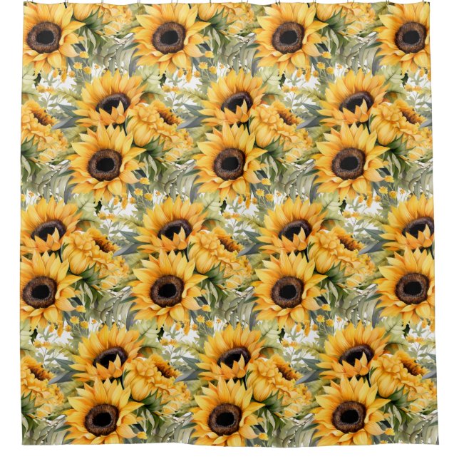Cortina De Ducha Rustic Country Americana Sunflower Shower Curtains (Anverso)